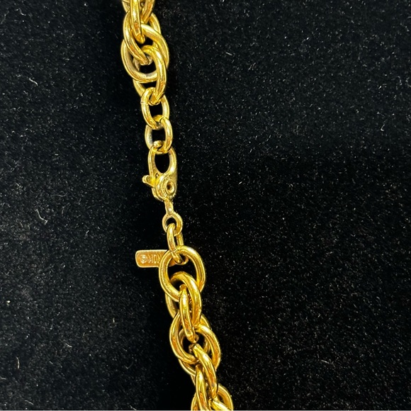 Vintage signed Monet gold tone and black chain, long. - Picture 2 of 7